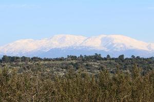 There is snow on Mount Hermon in northern Israel. photo