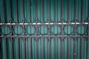 metal green fence background. forged fence. photo