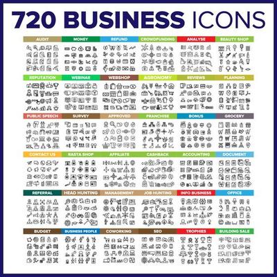 Business Icon Thin Line Big Set Vector