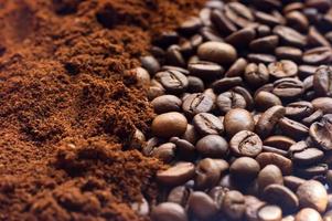 ground coffee and coffee beans background photo