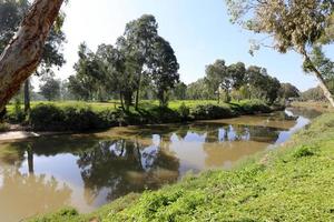 The Yarkon river in the city park in Tel Aviv. photo