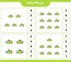 Counting game, how many Submarine. Educational children game, printable worksheet, vector illustration