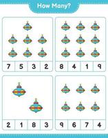 Counting game, how many Whirligig Toy. Educational children game, printable worksheet, vector illustration