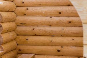 closeup of log cabin indoors photo