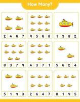 Counting game, how many Submarine. Educational children game, printable worksheet, vector illustration