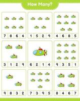 Counting game, how many Submarine. Educational children game, printable worksheet, vector illustration