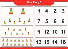 Counting game, how many Pyramid Toy. Educational children game, printable worksheet, vector illustration