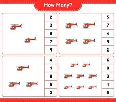 Counting game, how many Helicopter. Educational children game, printable worksheet, vector illustration