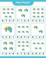 Counting game, how many Water Gun. Educational children game, printable worksheet, vector illustration