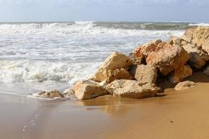 Coast of the Mediterranean Sea in the north of the State of Israel. photo