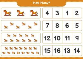Counting game, how many Rocking Horse. Educational children game, printable worksheet, vector illustration