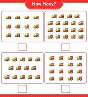 Counting game, how many Train. Educational children game, printable worksheet, vector illustration