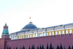 Kremlin Moscow Dome of Senate behind red wall photo