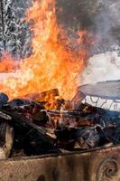 Huge campfire closeup photo