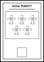 cuantas santa cruz, juego para niños. ilustración vectorial, hoja de cálculo imprimible vector