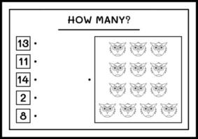 How many Owl, game for children. Vector illustration, printable worksheet