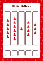 How many santa claus red bag, game for children. Vector illustration, printable worksheet