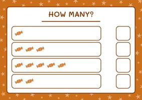 How many christmas candy, game for children. Vector illustration, printable worksheet