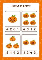 How many Pumpkin, game for children. Vector illustration, printable worksheet