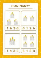 How many Candle, game for children. Vector illustration, printable worksheet