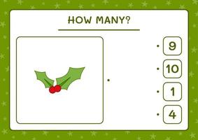 How many holly berry, game for children. Vector illustration, printable worksheet