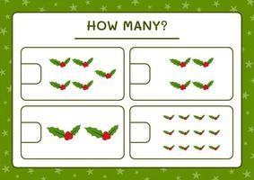 How many holly berry, game for children. Vector illustration, printable worksheet