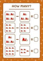 How many santa claus sleigh, game for children. Vector illustration, printable worksheet