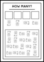 How many Cat, game for children. Vector illustration, printable worksheet