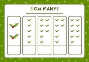 How many holly berry, game for children. Vector illustration, printable worksheet