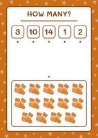 How many christmas sock, game for children. Vector illustration, printable worksheet