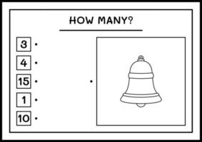 How many christmas bell, game for children. Vector illustration, printable worksheet