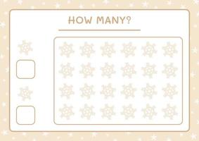 How many snowflake, game for children. Vector illustration, printable worksheet