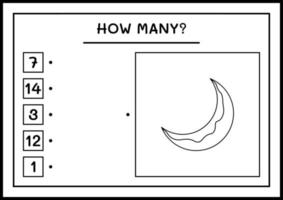 How many Moon, game for children. Vector illustration, printable worksheet