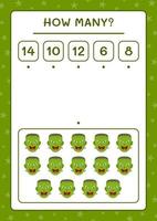 How many Monster, game for children. Vector illustration, printable worksheet