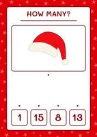 How many santa claus hat, game for children. Vector illustration, printable worksheet