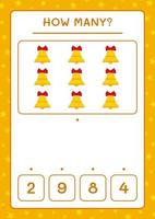 How many christmas bell, game for children. Vector illustration, printable worksheet