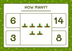 How many holly berry, game for children. Vector illustration, printable worksheet