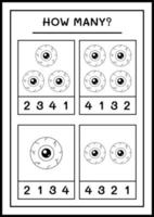 How many Eye, game for children. Vector illustration, printable worksheet