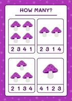 How many Mushroom, game for children. Vector illustration, printable worksheet