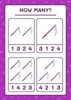 How many Sickle, game for children. Vector illustration, printable worksheet