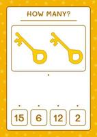 How many Key, game for children. Vector illustration, printable worksheet