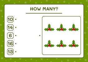 How many holly berry, game for children. Vector illustration, printable worksheet