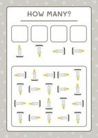 How many Candle, game for children. Vector illustration, printable worksheet