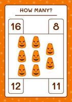 How many Pumpkin, game for children. Vector illustration, printable worksheet