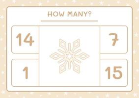 How many snowflake, game for children. Vector illustration, printable worksheet