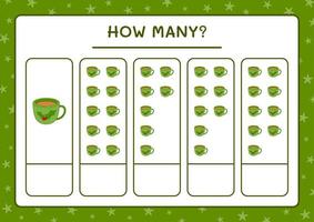 How many christmas mug, game for children. Vector illustration, printable worksheet