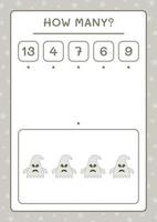 How many Ghost, game for children. Vector illustration, printable worksheet