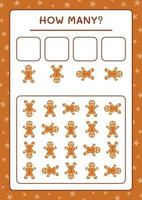 How many gingerbread cookie, game for children. Vector illustration, printable worksheet