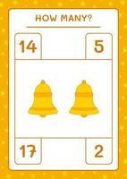 How many christmas bell, game for children. Vector illustration, printable worksheet