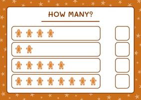 How many gingerbread cookie, game for children. Vector illustration, printable worksheet